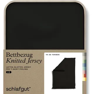 schlafgut Knitted Jersey uni, aus Bio-Baumwolle mit Elasthan, Reißverschluss«, (1 St.), bügelfrei, Mix & Match Bettwäsche: passender Kissenbezug erhältlich Schlafgut Off-Black B/L: 155 cm x 220 cm