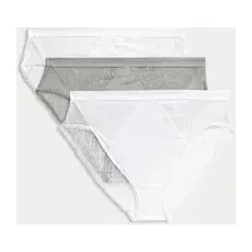 Womens Body by M&S 3pk Cotton High Waisted High Leg Knickers - White Mix, White Mix - 24