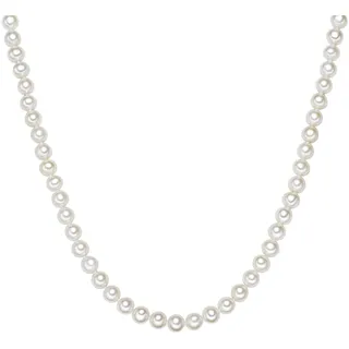 Valero Pearls Damen Perlenhalskette Hochwertige Süßwasser-Zuchtperlen 7-8 mm Rund weiß 925 Sterling Silber - Perlenkette Halskette mit echten Perlen