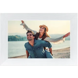 10 Zoll WLAN Digitaler Bilderrahmen Touchscreen Cloud elektronischer Foto-Videorahmen über kostenlose Frameo-App mit 16 GB Speicher,automatische Drehung,Wandmontage,Auflösung 1280 * 800 (weiß)