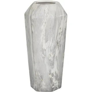 Deco 79 60771 Geometrically-Shaped Marbled Black Ceramic Vase, 14" x 6", Blackandwhite