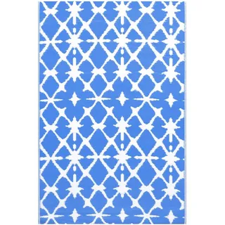 Outdoor-Teppich ARAKIL Weiß und Blau 160x230 cm PP - Blau