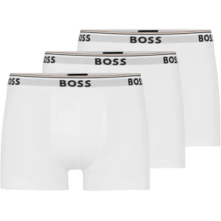Boss Herren Trunks mit elastischem Logo-Bund im 3er-Pack, Weiss, M