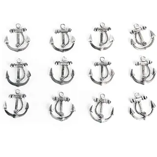 Anker Streudeko, 12 Stück: Mini Anker aus Metall, Maritime Deko, Tischdeko Flach, Dekoration Badezimmer Maritim, Maritimdeko Bad & Wohnzimmer, Sommer, Strand & Meer, Mit Öse, Baddeko Klein, 2,5 cm