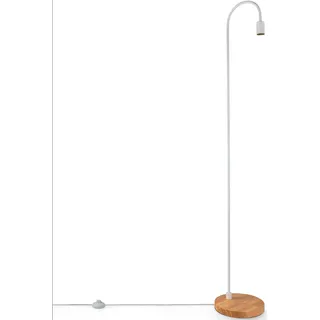 Paco Home Stehlampe »WALTER«, Leuchtmittel E27   ohne Leuchtmittel, Bogenlampe Industrial LED Wohnzimmer Skandi Minimalistisch Holz Fuß, weiß