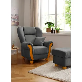 Home Affaire Loungesessel Milano Vintage Hochlehnsessel 100 x 105 x 93 cm Grau mit Zierkissen