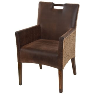 kreatives Wohnen Esszimmer Stuhl Rattan Armlehner Sessel Bilbao vollgepolstert Polster Prairie Brown, Holz, Hellbraun, Extra breit