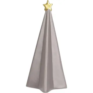 Weihnachtsbaum mit Stern, Keramik, 20 cm - Weiß, Grau, Gold