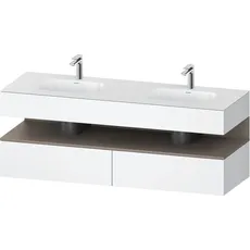 Duravit Qatego Einbauwaschtisch mit Konsolenwaschtischunterbau, 1600x550x600mm, Nische Basalt Matt, Doppelwaschtisch, QA4797043, Farbe: Weiß Matt