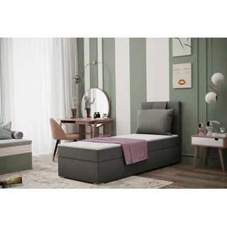 Kaiser Möbel Jugendbett mit bettkasten matratze topper AMANDA 80x200 cm Dunkelbraun Rechts - Beige