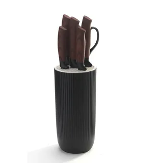 Messerset mit Messerblock – 7-teiliges Küchenmesser Set aus Edelstahl – hochwertiger Messerblock für präzises Schneiden – Kochmesser, Brotmesser, File