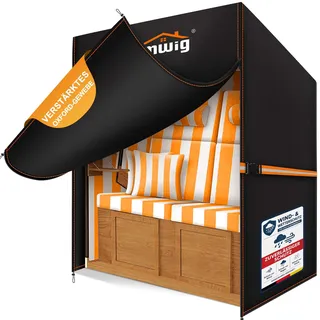 Rimwig Strandkorb Schutzhülle Winterfest,120x90x155/140cm Strandkorbabdeckung für 2 Sitzer Strandkörbe,600D Oxford Strandkorbhülle Wasserdicht,Strandkorb Abdeckhauben Mit Windschutzband