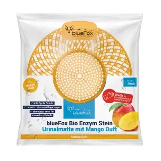 blueFox Urinalsieb mit Enzymstein 2in1, Urinalmatte mit Spritzschutz und Urinsteinbekämpfung, Duft: Mango