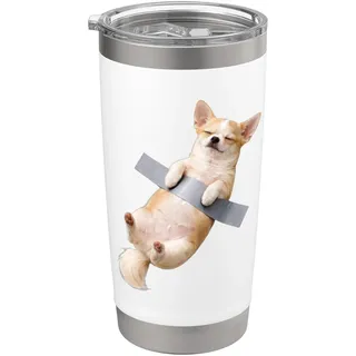 Funny Chihuahua-Hunde-Klebeband-Meme-Grafik-Haustier-Humor Doppelwandiger Edelstahl-Thermobecher