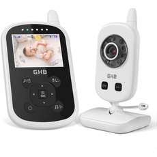 GHB Babyphone mit Kamera Video Baby Monitor 2,4 GHz Gegensprechfunktion ECO Modus Nachtsicht Temperatursensor Schlaflieder Lange Akkulaufzeit, 480p