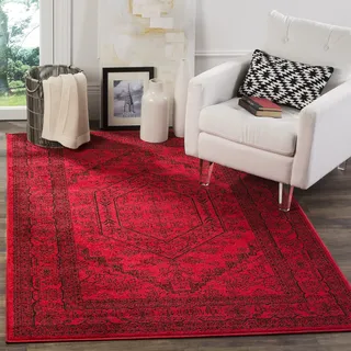 SAFAVIEH Traditionell Teppich für Wohnzimmer, Esszimmer, Schlafzimmer - Adirondack Collection, Kurzer Flor, Rot und Schwarz, 122 X 183 cm