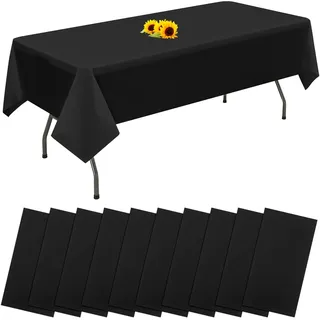 10 Packungen Einweg-Tischdecken Schwarz rechteckige Kunststoff-Tischdecke 137 cm x 274 cm Premium-schmutzabweisende/wasserdichte Tischdecken für Geburtstag,Hochzeit,Party,Grillen,Picknick-Dekoration