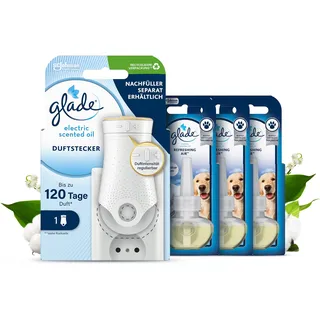 Glade Electric Scented Oil Halter and 3 Nachfüller, elektrischer Raumduft mit Duftöl, Geruchsentferner, Refreshing Air, (3 x 20ml)
