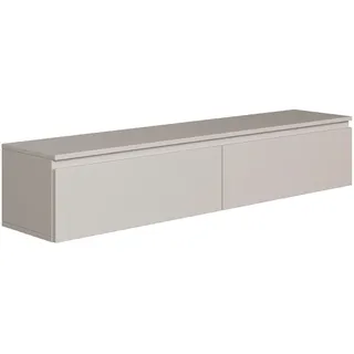 Selsey Hängeboard Bemmi 28,4x150x31,8 cm, Minimalistisches TV Lowboard, Greige, Hochwertige Spanplatte mit ABS-Kanten, Zwei Klappenfächer,Melaminbeschichtet, Ideal fürs Wohnzimmer