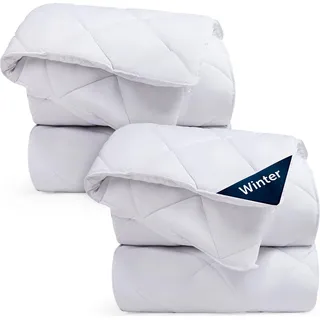 Blumtal Winterdecke 155x220 cm im 2er Set - extra dicke Winter Decke - Steppdecke 155x220 Winter - Bettdecke Winter 155x220 cm - Steppbettdecke - Weiß