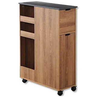 KESPER – Nischenregal mit Mülleimer – Rollen, Holzdekor | 2485113