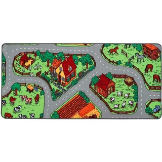 Primaflor-Ideen in Textil Kinderteppich "Spielteppich BAUERNHOF, Made in Belgium" rechteckig 5 mm Höhe Straßen-Teppich, Kinderzimmer, grau, grün