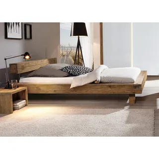 HASENA Oak Vintage Balkenbett Inca Füße Ivio Wildeiche 180x200 - Braun