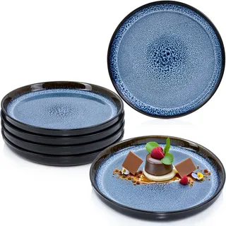 Sänger Dessertteller SET Aruba - 6 teilig aus Steingut , Blau , Keramik , kratzfest , Geschirr, Teller