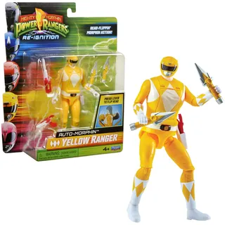 Power Rangers - Auto-Morphin, 2-in-1-Figur mit Gelenken, 15 cm, gelber Ranger – Trini Kwan, für Kinder ab 4 Jahren, PWG071