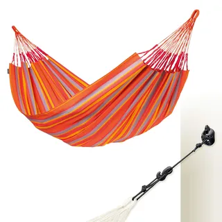 LA SIESTA® - Brisa - Kingsize + Multizweck-Befestigung Hängematte, handgefertigt in Kolumbien, mit 180 cm Breite für entspannte Momente drinnen und draußen. (Toucan)