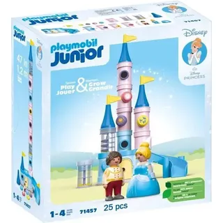 PLAYMOBIL Junior Cinderella Schloss 71457, Disney, Mit Rutsche, Stapelbare Türme, Ab 12 Monaten - Bunt