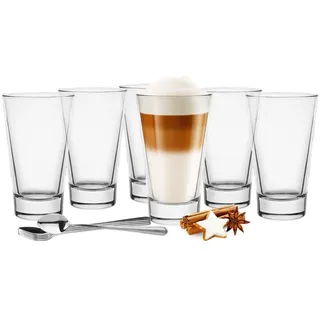 Glasmark KROSNO 1992 Gläser-Set Latte Macchiato 6-teilig Trinkgläser Kaffeegläser Wassergläser Glas für Kaffee Kaffeeglas Trinkglas Spülmaschinenfest 6x300 ml