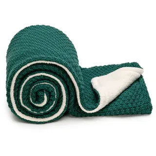 T-Tomi Gestrickte Decke Warm Smaragd 1 St gruen