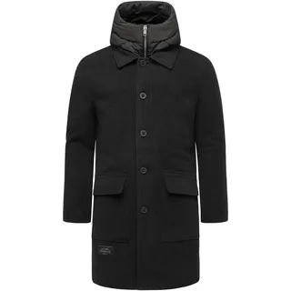 Trenchcoat STONE HARBOUR "Wollmantel Thiagoo XX", Herren, Gr. M, schwarz, Obermaterial: 95% Polyester PES. 3% Viskose CV. 2% Elasthan EL. Obermaterial: Futter: 100% Polyester PES. 100% Polyester PES., Mäntel Trenchcoat