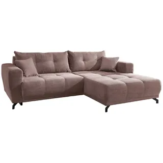 Mid.you Ecksofa , Rosa , Metall , Füllung: Schaumstoff,Schaumstoff,Schaumstoff , Ottomane rechts, L-Form , 246x177 cm , seitenverkehrt erhältlich, Rücken echt, Armteil links, Armteil rechts, elektrischer Sitzvorzug , Wohnzimmer, Sofas & Couches, Wohnlandschaften, Ecksofas