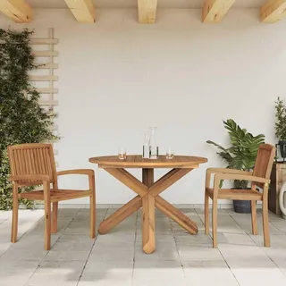 vidaXL Gartentisch Ø109x74 cm Massivholz Teak - Braun