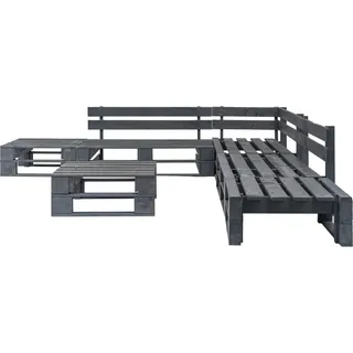 vidaXL 6-tlg. Garten-Sofagarnitur aus Paletten Holz Grau - Grau
