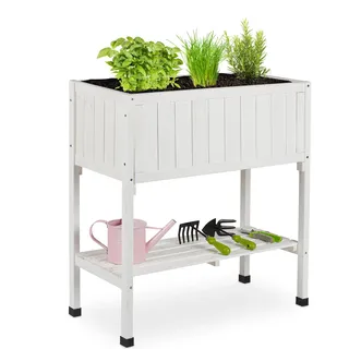 relaxdays Hochbeet aus Tannenholz - Weiß