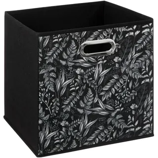 Einschubkorb Aufbewahrungsbox Faltbox 31x31x31 Regalbox schwarz geblümt Klappbox