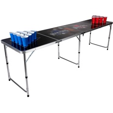 Lifetime Games Faltbarer Bierpong Tisch – Bierzeltgarnitur Aufgebaut 240 x 60 x 70 cm – Bierpong Tische Kompakt Klappbar auf 60 x 60 x 15 cm – Beer Pont Tisch mit Griff – Aluminium - Schwarz