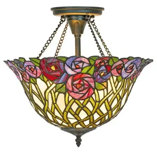 Casa Padrino Tiffany Deckenleuchte Mosaik Glas bunt, Durchmesser 40 cm - Hängeleuchte im Barockstil