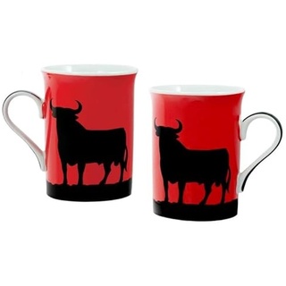 DRW Set mit 8 Tassen, schwarz und rot, Tasse, 11 x 8 x 10 cm