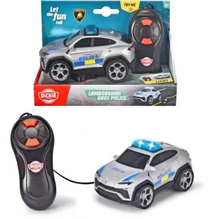 Dickie Toys 203712023033 - Lamborghini Urus Schwedisches Polizeiauto Kabelgesteuert - Kabelgesteuerte Lamborghini Urus Schwedisches Polizeiauto von Dickie Spielzeug mit Blinklicht, 13 cm, Ab 3 Jahren