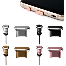 4 Stück Staubschutzstecker-Set kompatibel mit Micro-USB Tablets Allen Android-Geräten Ladeanschluss und 3,5-mm-Kopfhöreranschluss Metall-Anti-Staub-Gepäckkappen Kopfhörerbuchse mit einfacher