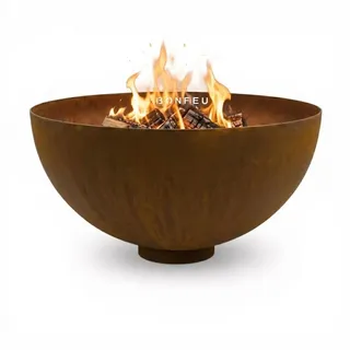 BonFeu BonBowl PRO Feuerschale 100 cm - 3 mm Cortenstahl - Robust und langlebiger Cortenstahl - 80x80x40 cm