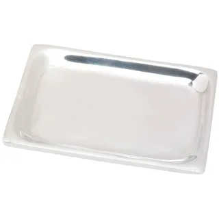 NKlaus Kerzenteller rechteckig 10x7cm Aluminium silber poliert Untersetzer Untertasse 10430