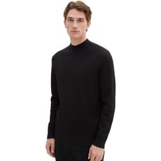TOM TAILOR Herren 1038233 Basic Mockneck Strick-Pullover aus Baumwolle, 29999-Black, XL