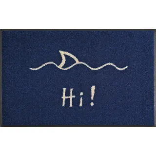 wash+dry by Kleen-Tex Fußmatte "Hi" rechteckig 9 mm Höhe Schmutzfangmatte, mit Spruch, In- und Outdoor geeignet, waschbar, blau, weiß