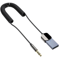 Yoezuo Aux Bluetooth Adapter Auto, Auto Bluetooth 5.0 Empfänger 3.5mm Jack Audio Adapter mit eingebautem Mikrofon für Auto/Lautsprecher/Verstärker Stereo Musik, Plug-Play, Freisprechanruf