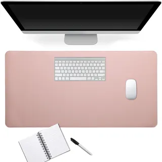 kwmobile Kunstleder Schreibtischunterlage 80 x 40 cm - Schreibtisch Unterlage Mauspad groß - Schreibunterlage rutschfest für Home Office Büro Altrosa Braun